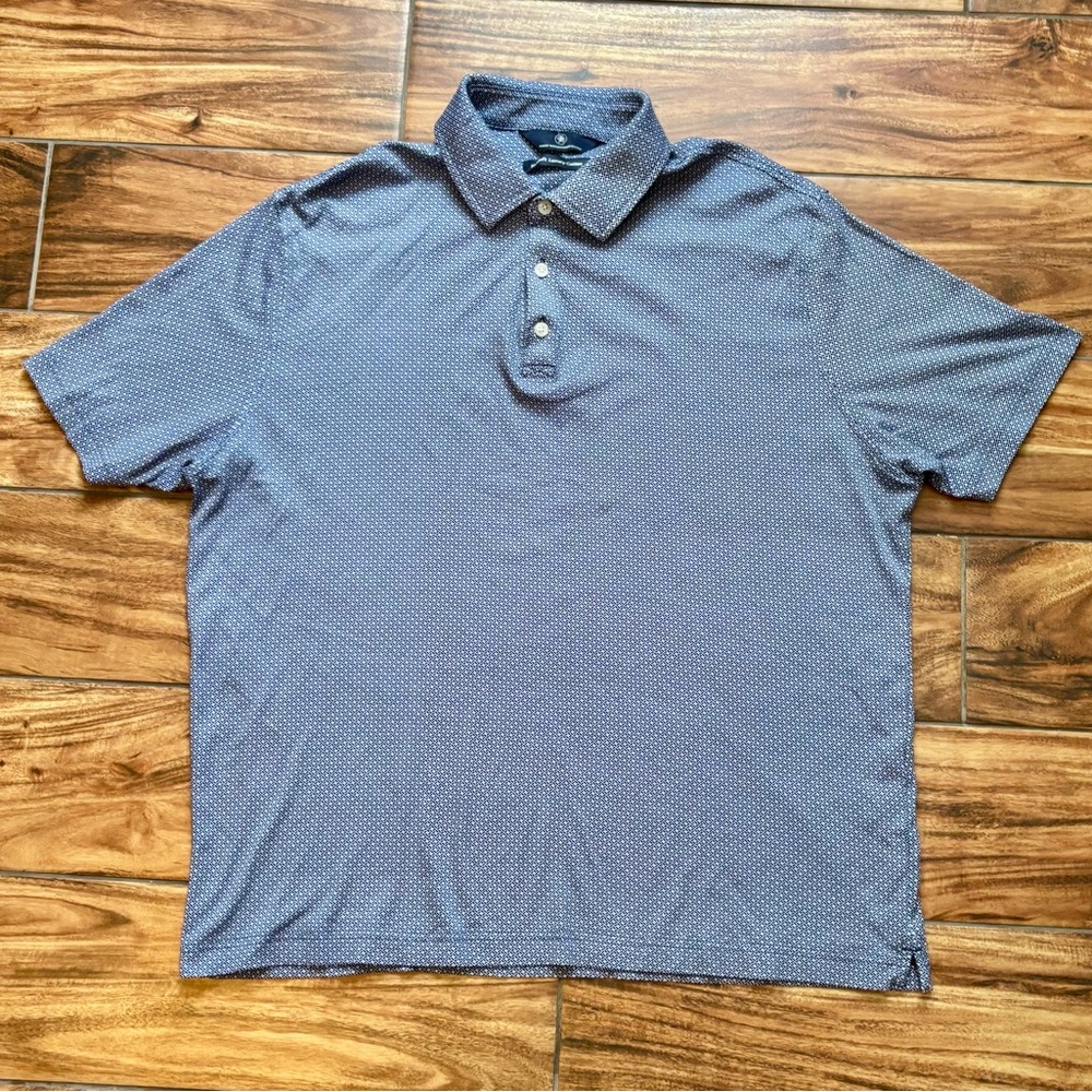 Hart Schaffner Marx Geometric Blue Polo Shirt size L‎